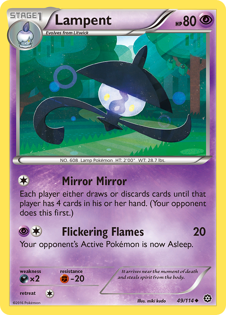 lampent pokemon card 49/114 Pokmon Reverse Holo Near Mint Fire Ability Top Entry Once during your turn Lampent Master Set Binder Pages,