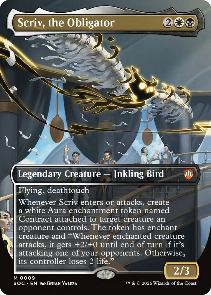 Scriv, the Obligator (Borderless) [Secrets of Strixhaven Commander]