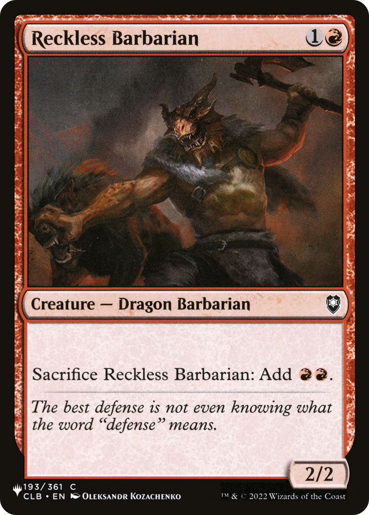 Reckless Barbarian [The List]