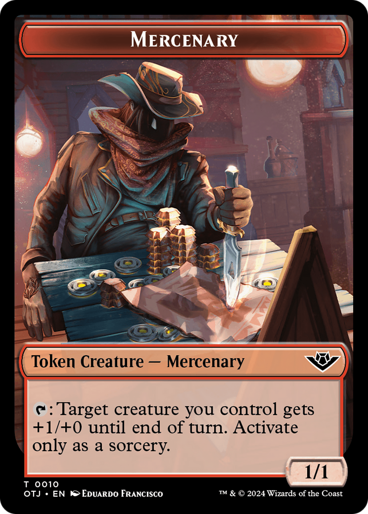 Mercenary // Treasure Double-Sided Token [Outlaws of Thunder Junction Tokens]