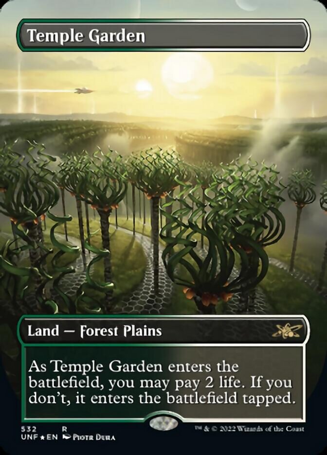 Temple Garden (Borderless) (Galaxy Foil) [Unfinity]