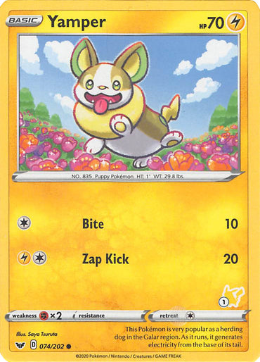 Yamper (074/202) (Pikachu Stamp #1) [Battle Academy 2022]