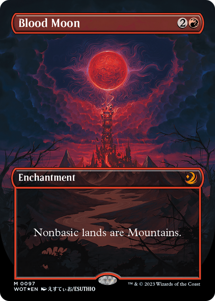 Blood Moon (Anime Borderless) (Confetti Foil) [Wilds of Eldraine: Enchanting Tales]