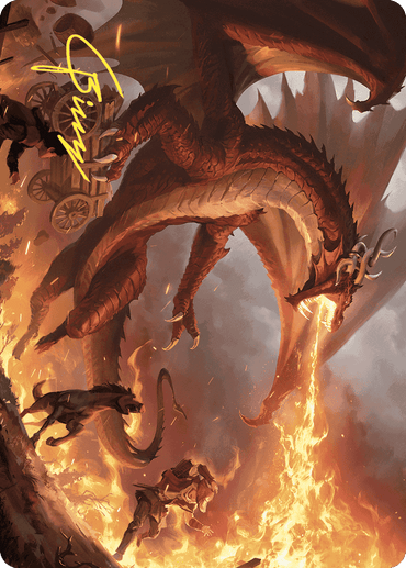 Realm-Scorcher Hellkite Art Card (Gold-Stamped Signature) [Wilds of Eldraine Art Series]