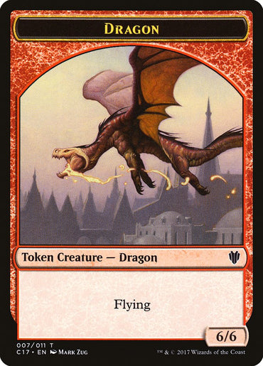 Dragon (007) // Gold (010) Double-Sided Token [Commander 2017 Tokens]